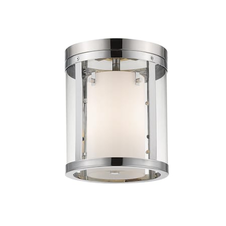 Z-Lite Willow 3 Light Flush Mount, Chrome & Clear Outside with Matte Opal Inside 426F-CH